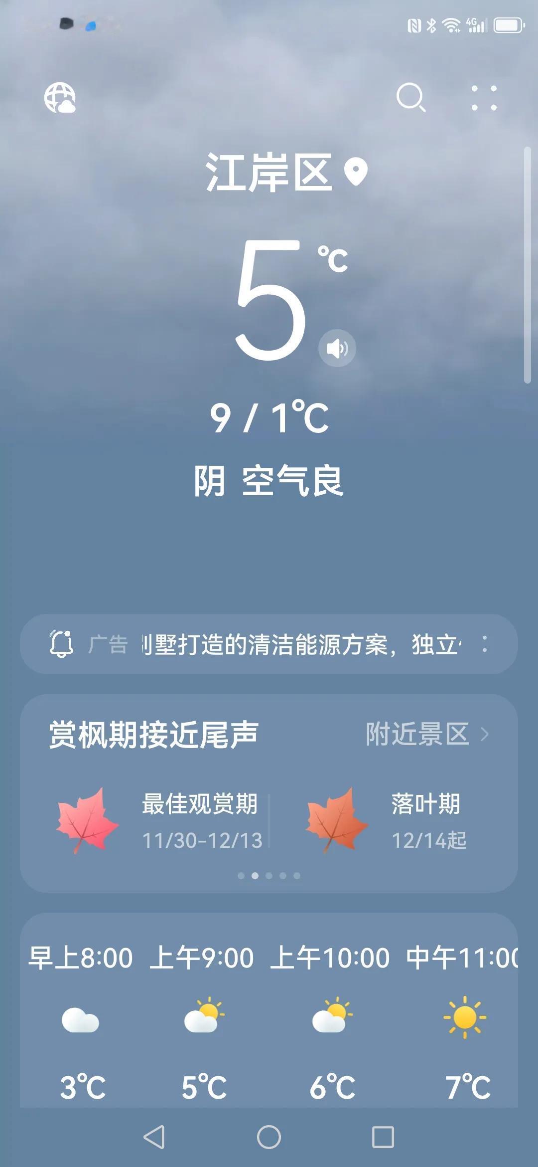 武汉市今天的天气阴天转晴，气温还在下降，空气质量良。还是因为这次全国大面积的冷空