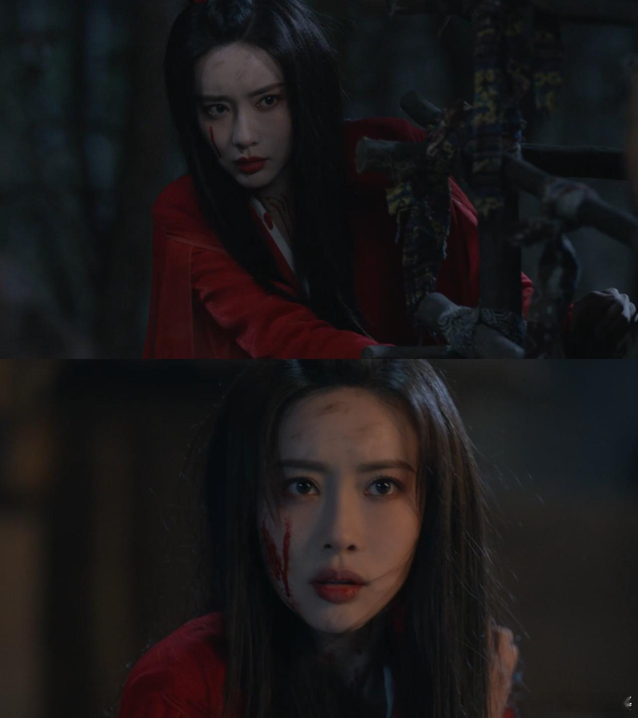 被孟子义红衣战损造型惊艳到了孟子义饰演的梅若华在剧中红衣战损造型太惊艳！全家被灭