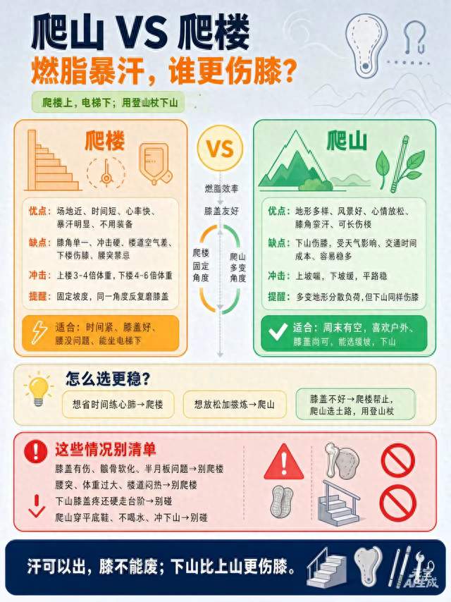 《爬山 VS 爬楼，燃脂暴汗，谁更伤膝？》