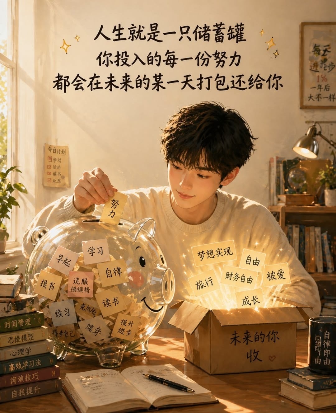 愿你在每一个清晨都能拥抱新的自己，用一颗开放的心去迎接每一个未知与可能，让生活因