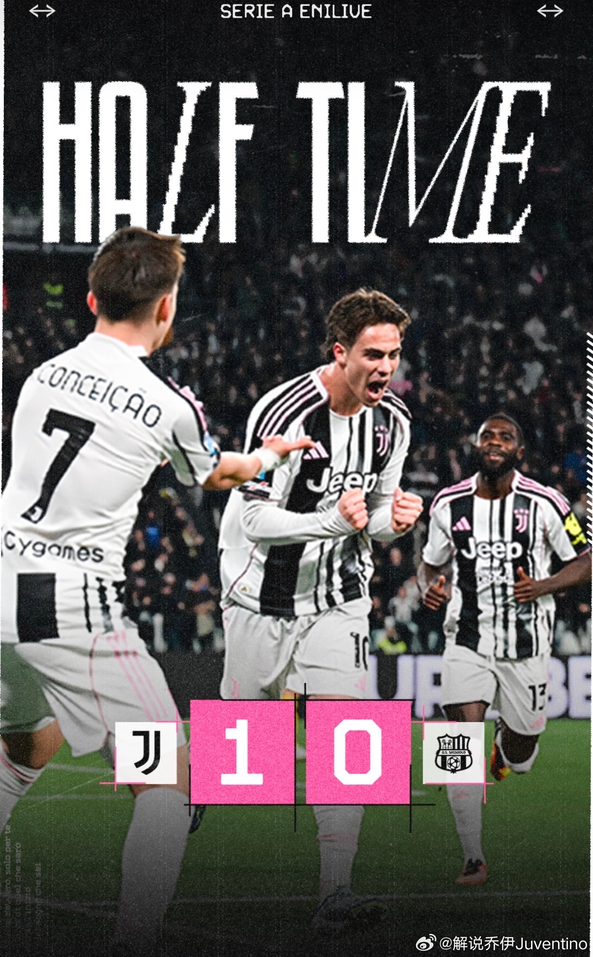 尤文图斯尤文图斯vs萨索洛意甲联赛 跟上场踢乌迪内斯非常相似的半场。同样的1-0