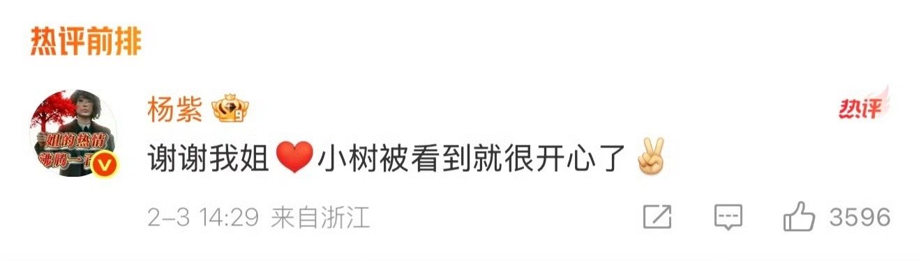 杨紫感谢马思纯杨紫 小树被看到就很开心了 杨紫感谢马思纯：“谢谢我姐小树被看到就