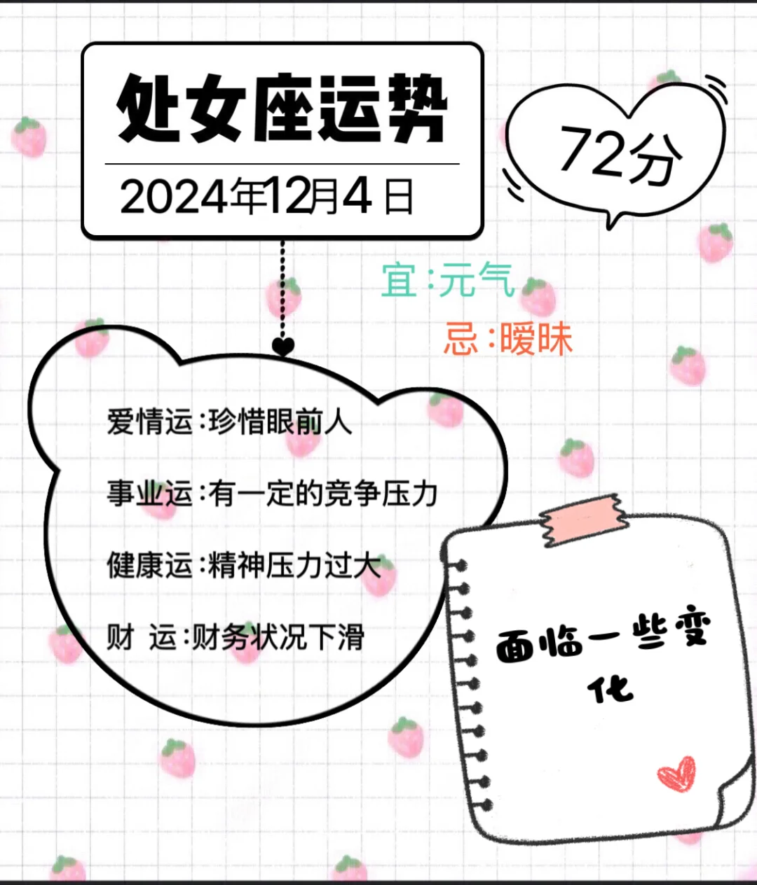处女座2024年12月4日运势