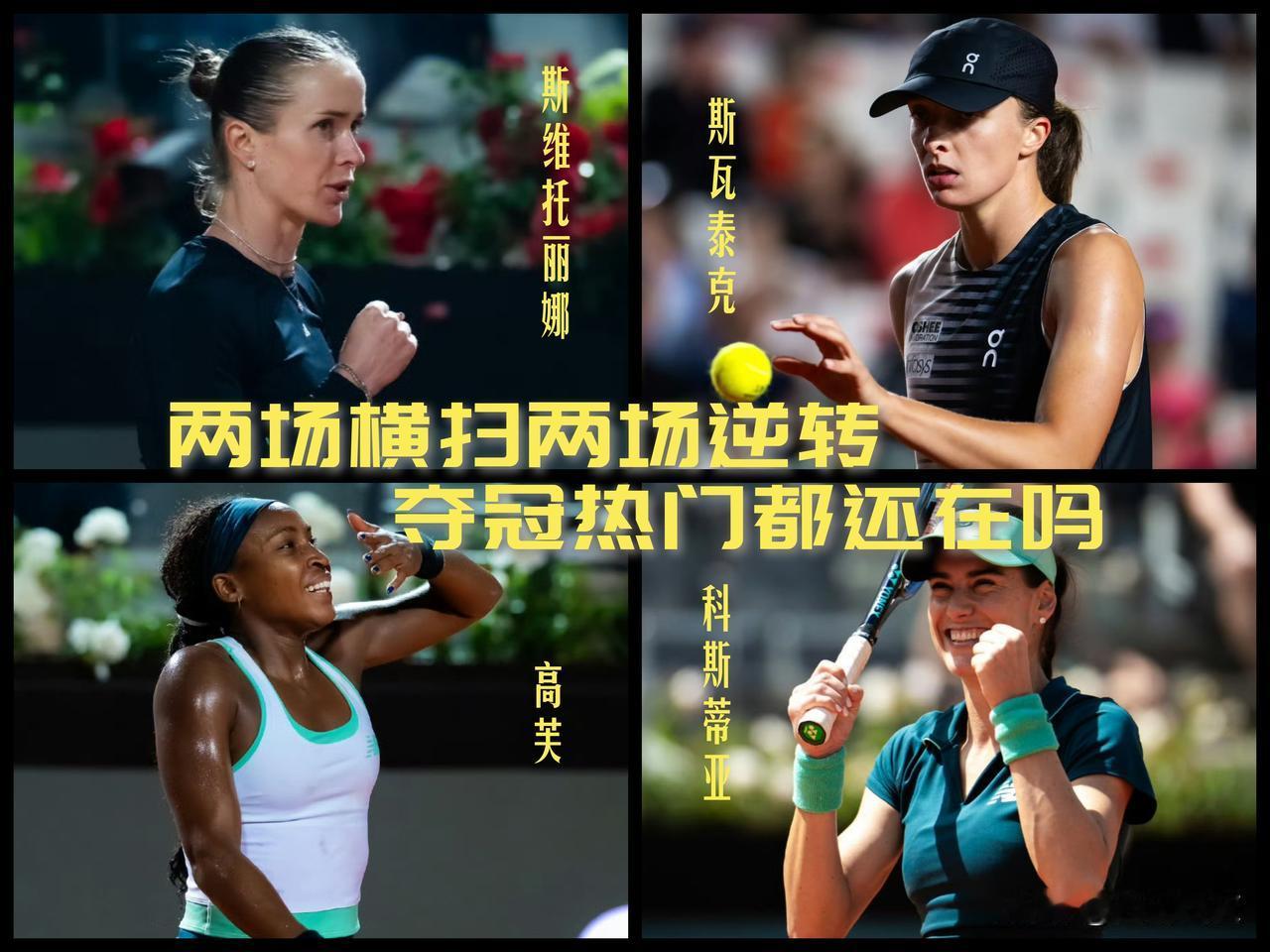 【两场横扫两场逆转罗马站女单四强落位！斯瓦泰克返勇，高芙打成了逆转之王！】

罗