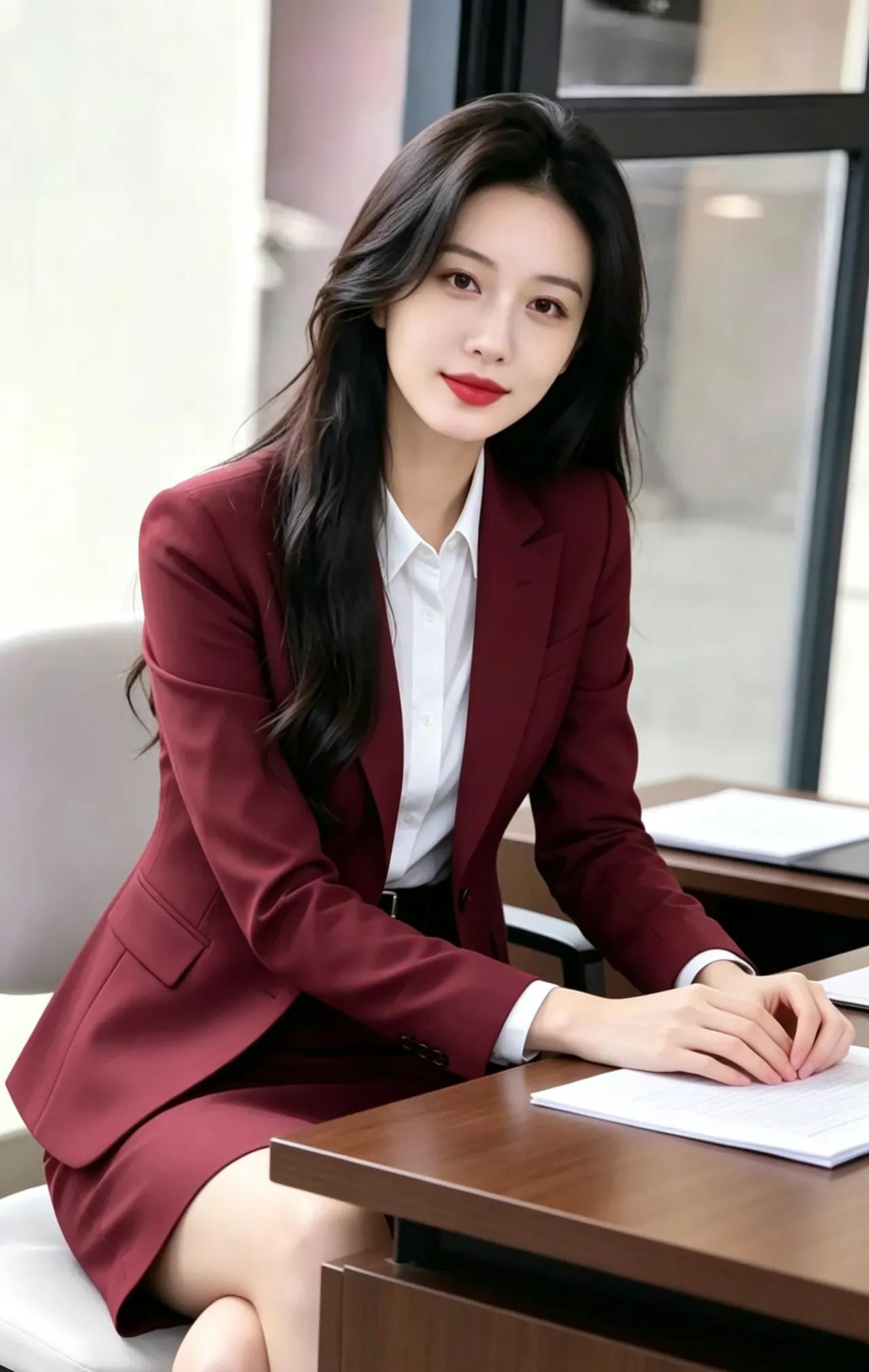 职场优雅风：红衣白衬，自信满满！💼💄