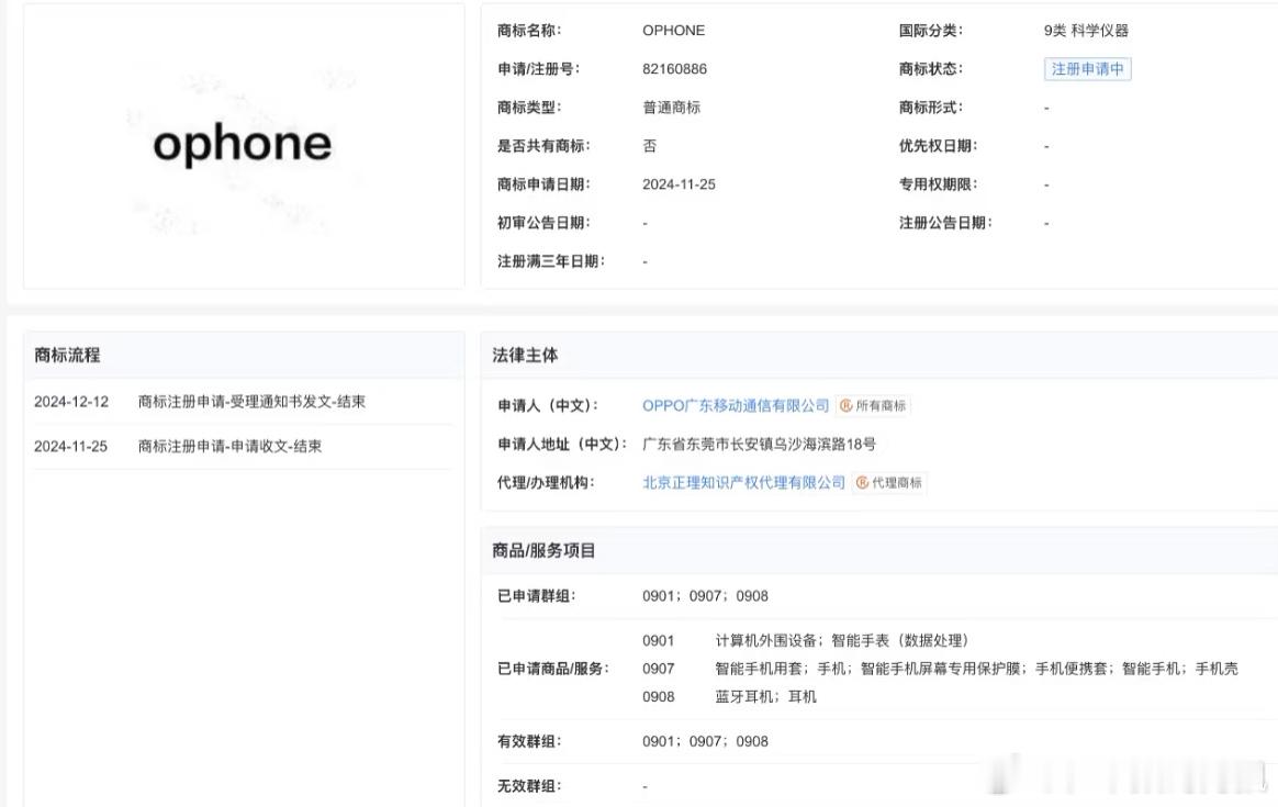 OPPO申请ophone商标 oppo申请注册ophone商标 