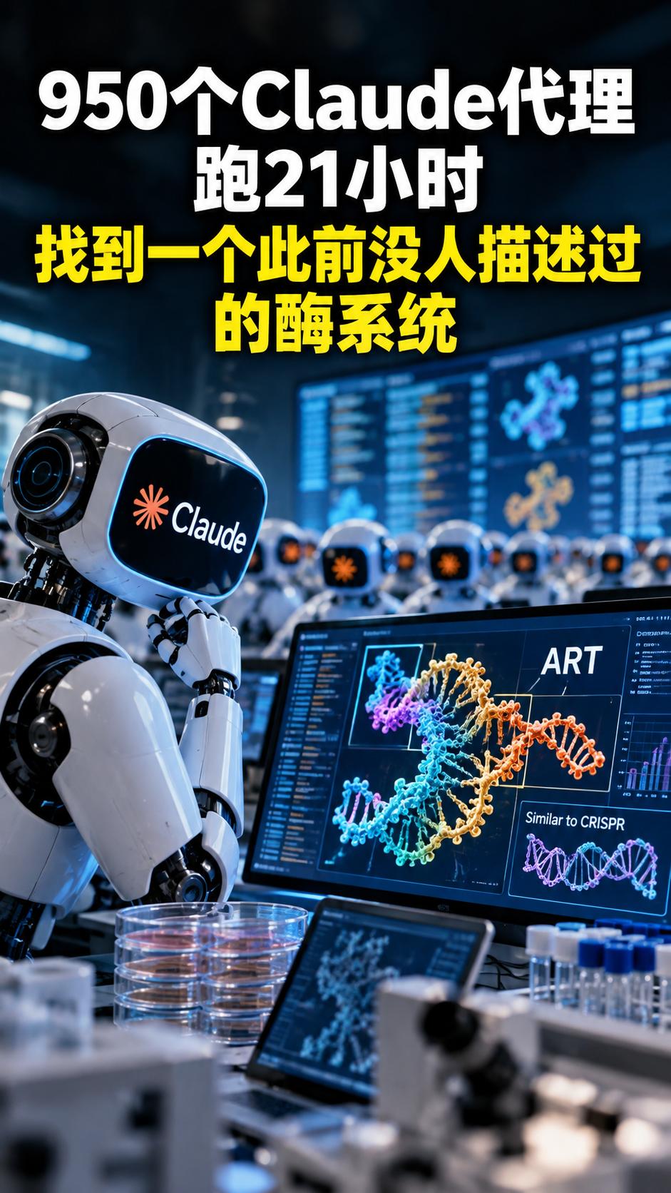 950个Claude代理跑21小时，找到了一个此前没人描述过的酶系统

Anth