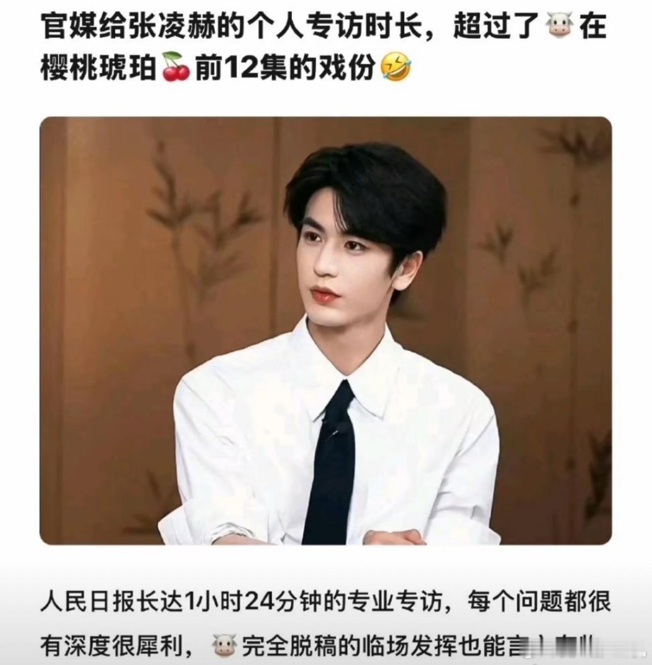 人民日报专场采访，张凌赫作为第一个受邀参加的演员[拜托]问题回答的有高度也有深度