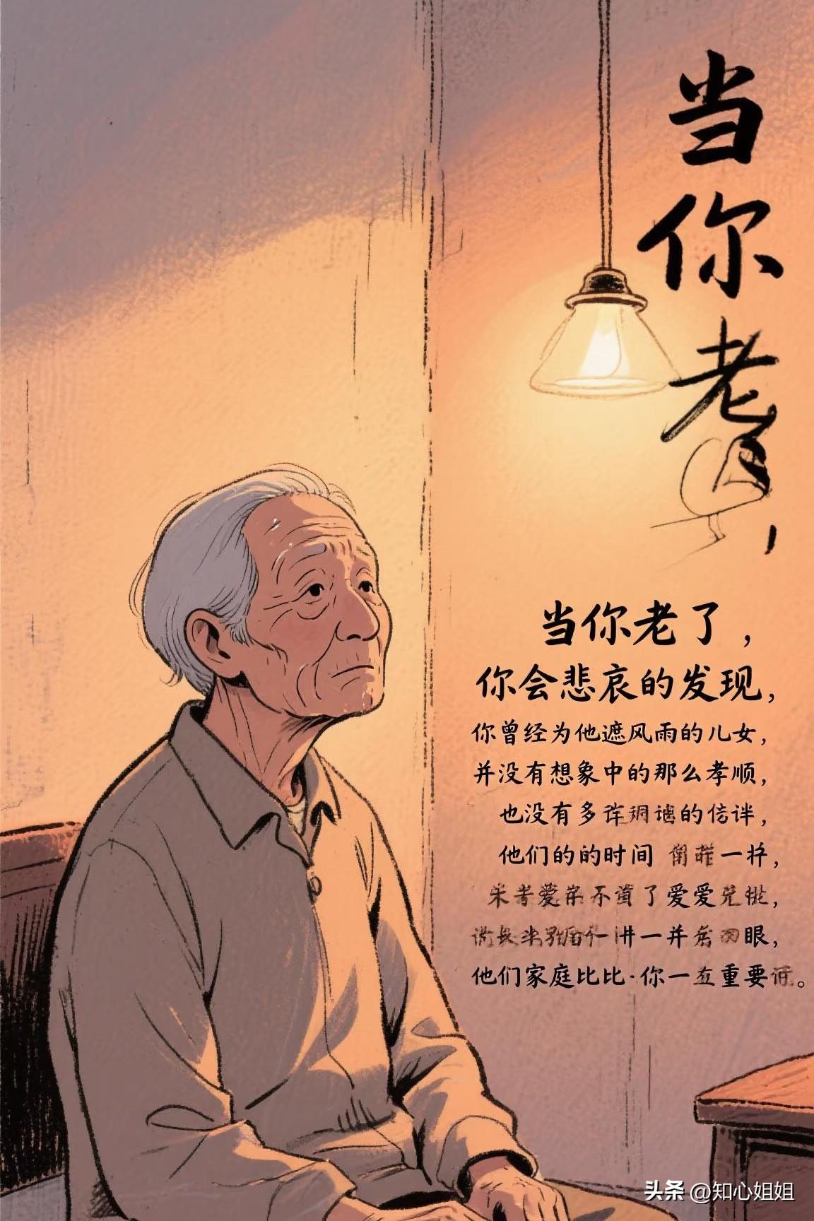 人这一生，年轻时拼事业、拼钱财，看似什么都能靠自己。可人到晚年，身体衰败、行动不