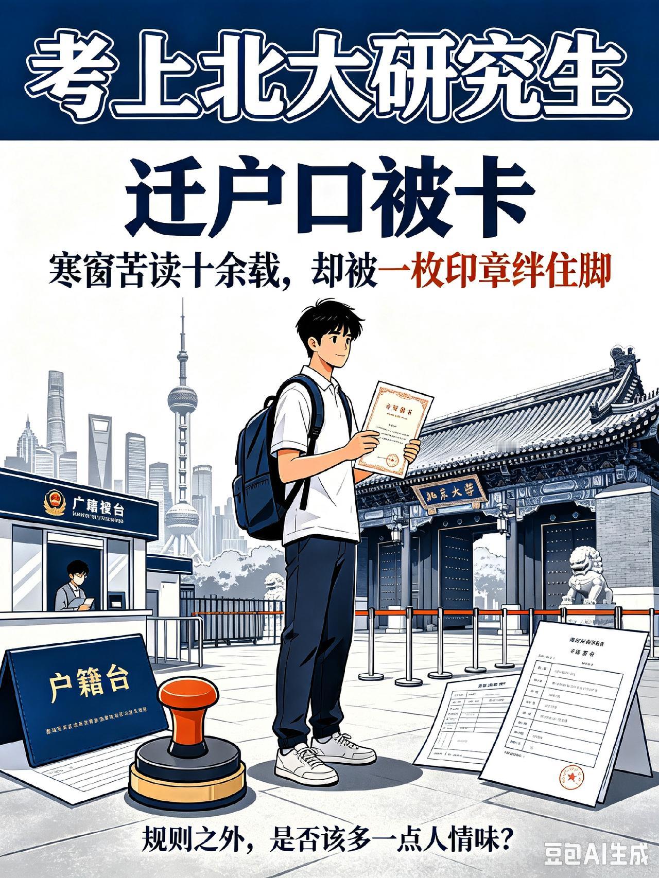 🔥寒窗苦读，金榜题名，上海小伙考上北大研究生，却被一纸户籍手续绊住了脚步
 