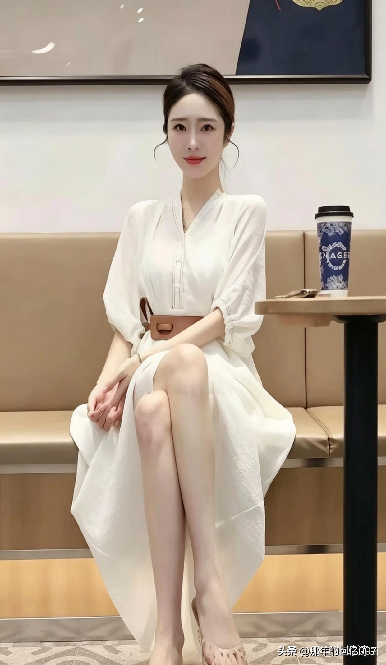 优雅白裙，咖啡相伴，静享午后时光