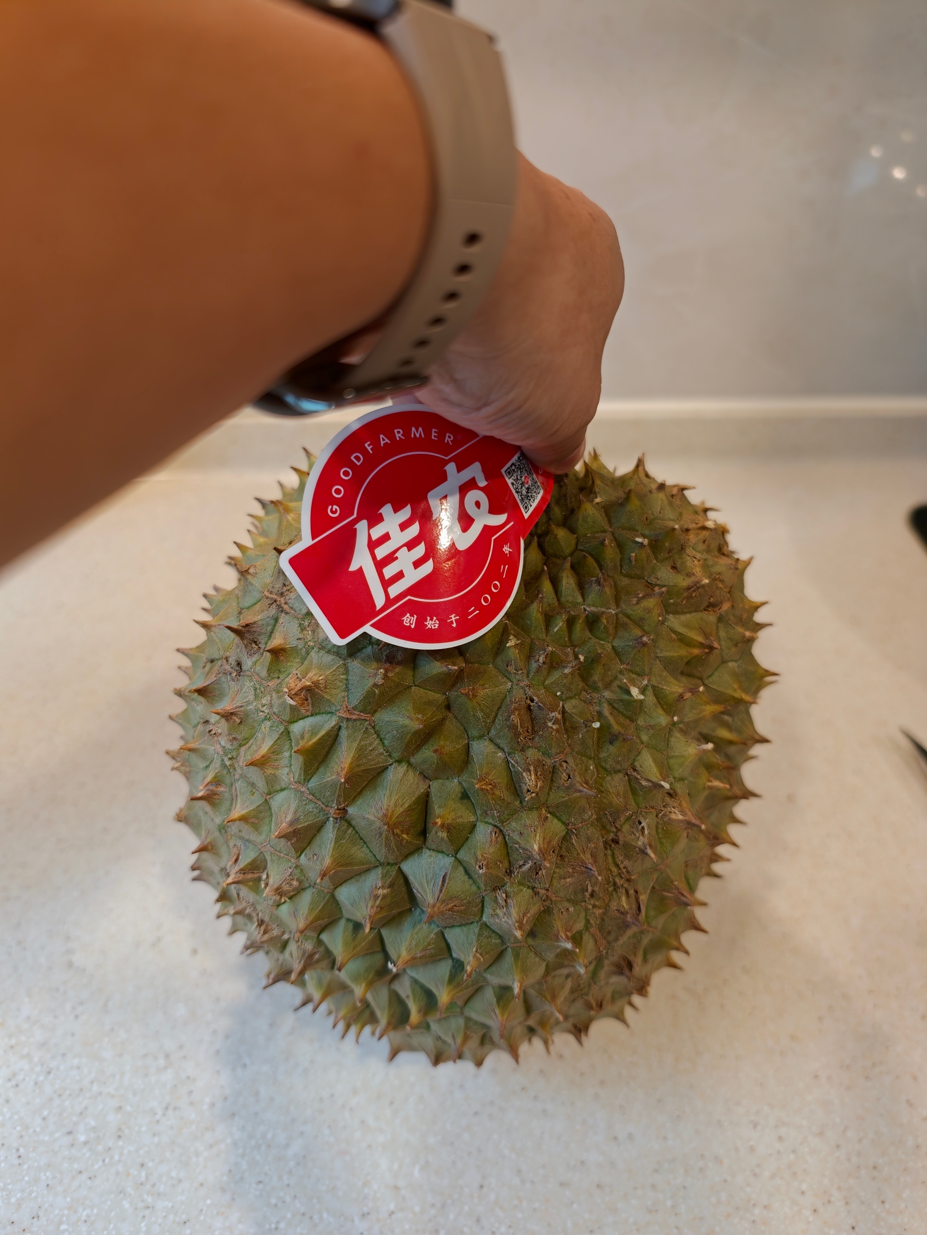 在盒马买到一个完美果型的榴莲，属于不买后悔的那种！ 