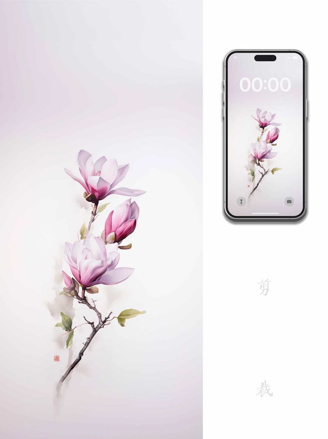 6寸屏壁纸｜珍重晓来风起处  莫教吹落玉兰花