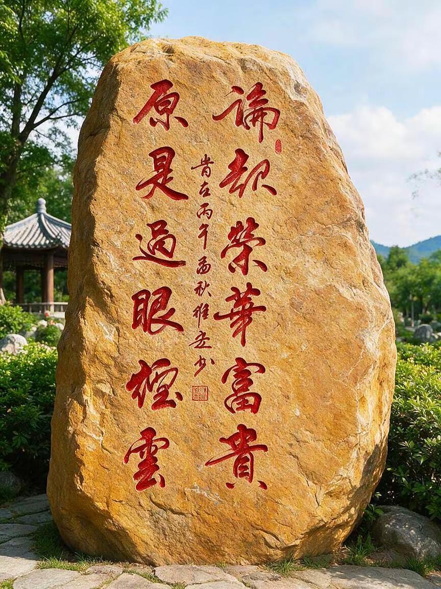 维安书法作品展示。AI黄石刻红书法字