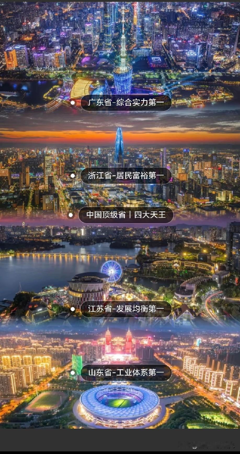 中国发展最顶级四大省份，广东综合实力第一，浙江居民富裕第一，江苏发展均衡第一，山