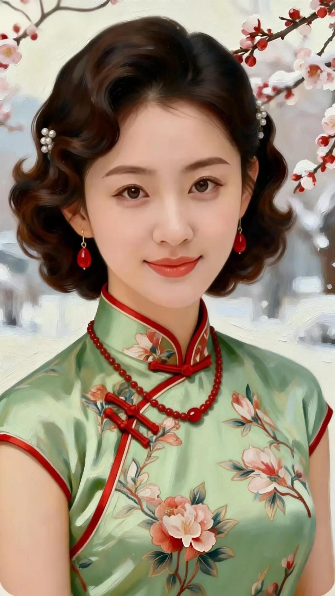 温婉古典，红袖添香，一抹红妆映雪白。