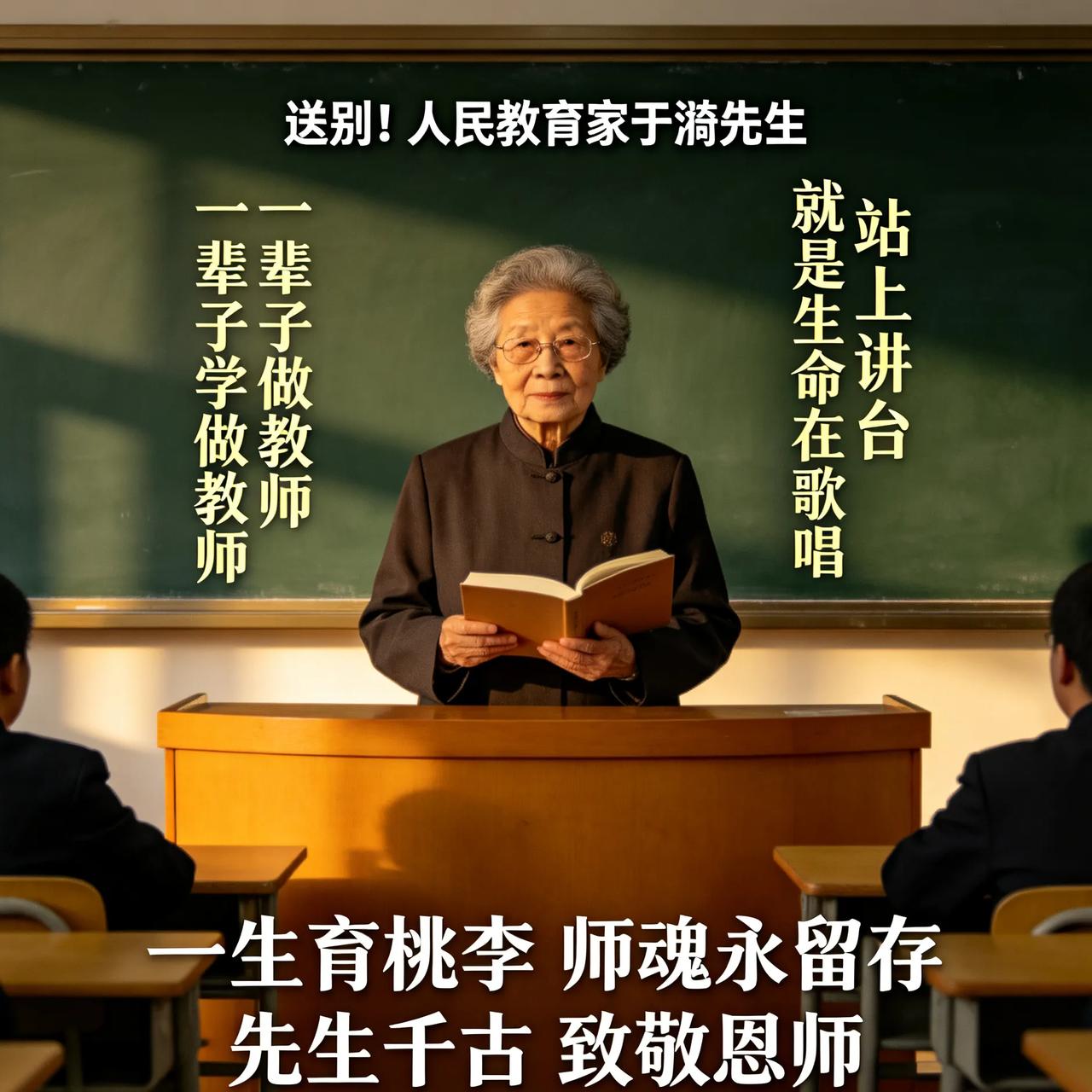 送别！人民教育家于漪先生
 
一辈子做教师
一辈子学做教师
 
站上讲台
就是生