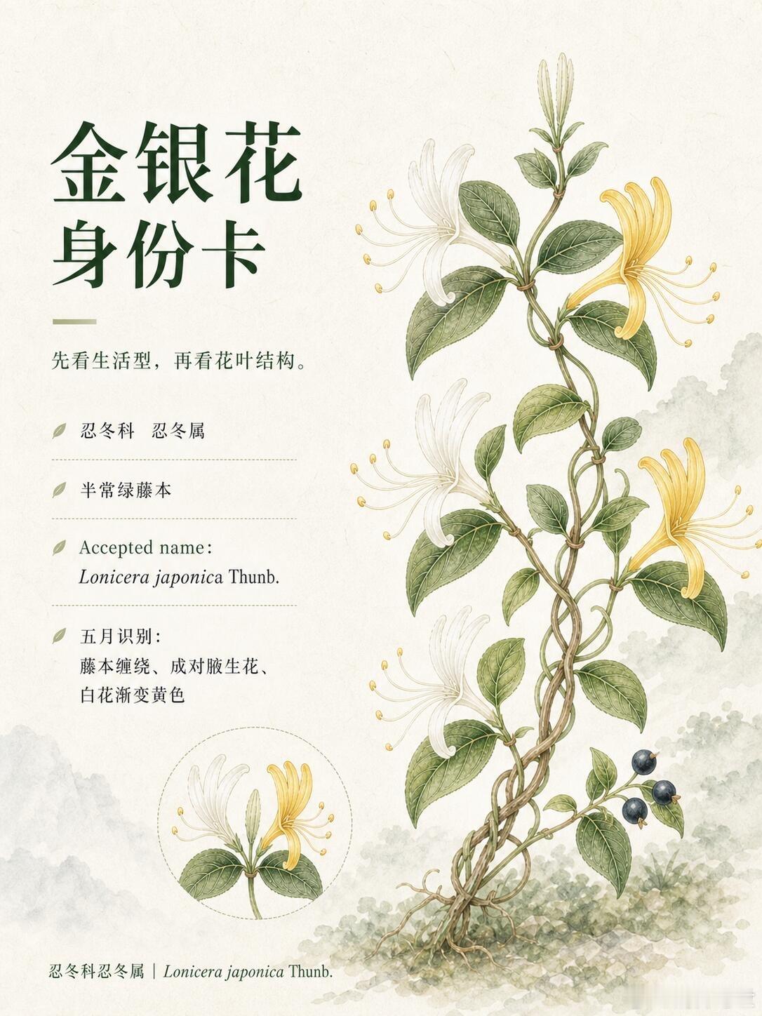 🪴万物森灵：金银花｜忍冬科 忍冬属金银花为什么一枝上有白花也有黄花？🌼🤍傍