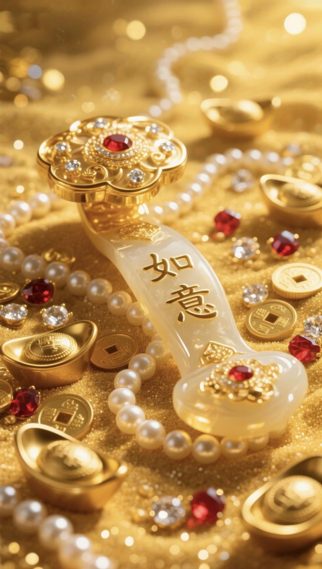 如意在手，好运都有！金元宝珍珠环绕，把富贵吉祥统统装进口袋里呀✨传统文化 传递正