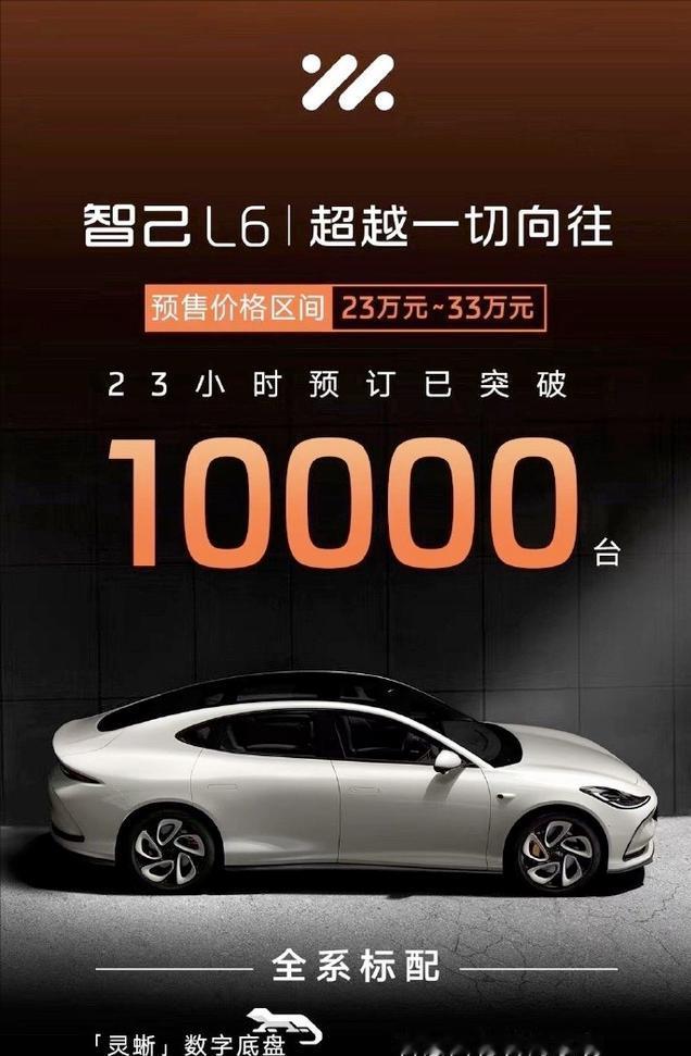 智己L6 23小时预订突破1万台？
近日，智己L6正式开启预售
在开启预售的23