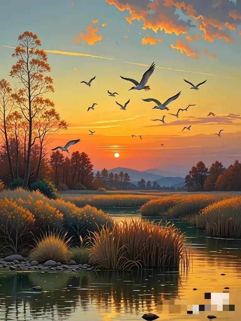 上联：塞北大漠雁南飞
下联：江南小溪鱼畅游