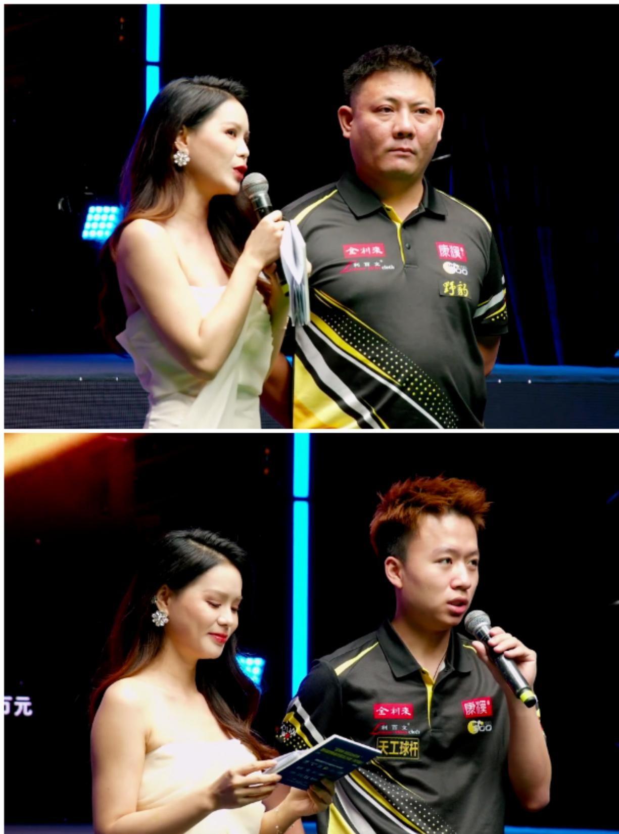 不知道的还以为领奖台站反了。
斯诺克900赛打完，郑宇伯拿了冠军，结果赛后镜头