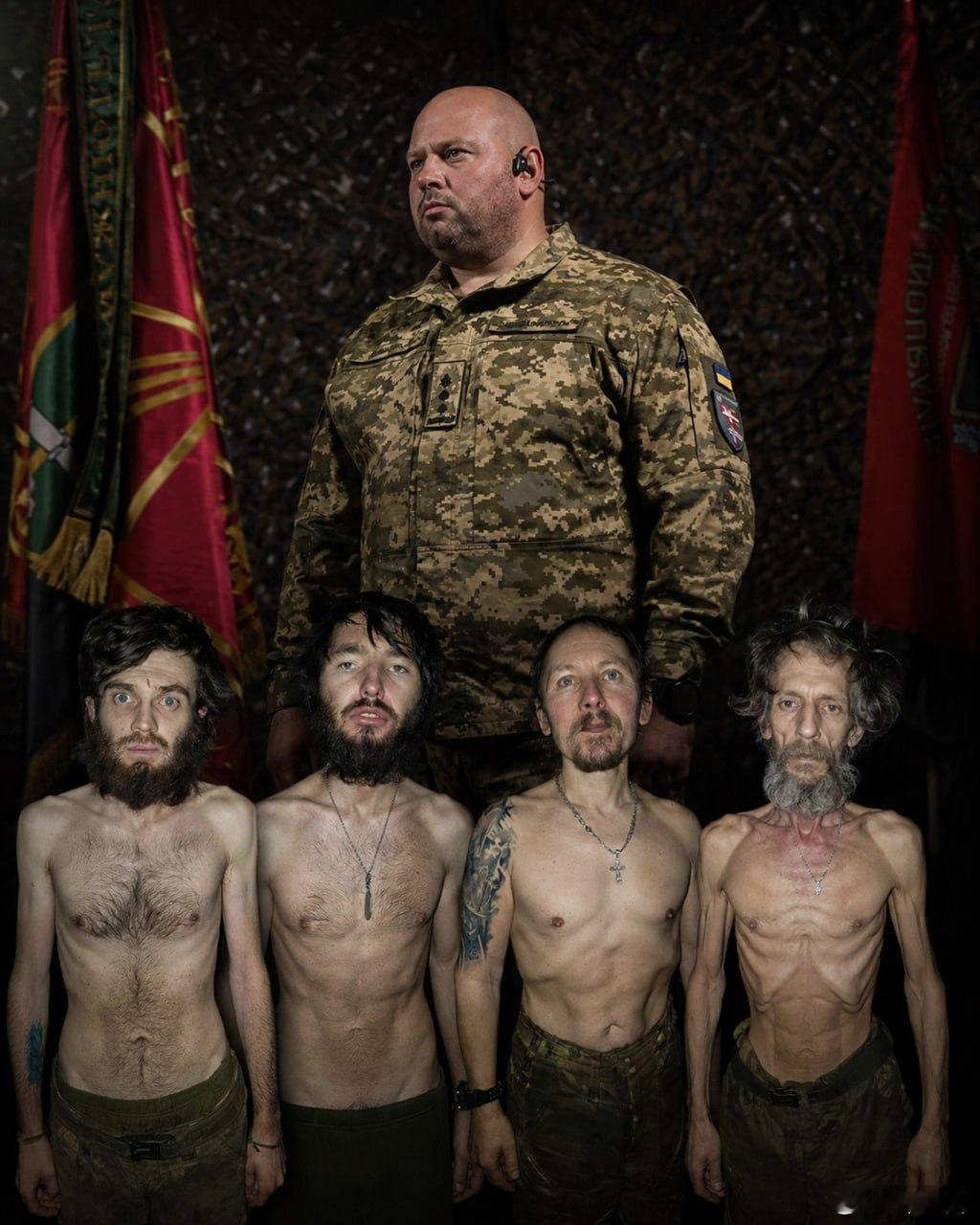 這是庫皮楊斯克東面，奧斯基河東岸被俘的第14獨立機械化旅士兵。他們的部隊已經數週