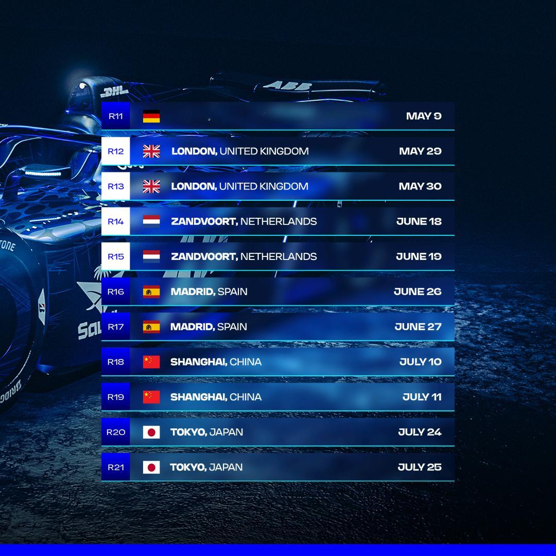 FormulaE 2026—2027赛季更新版赛历 