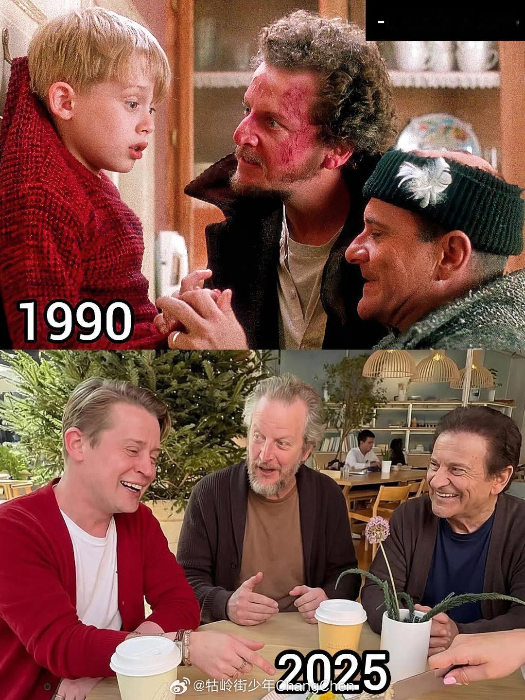 《小鬼当家》男主凯文“麦考利·卡尔金”和片中两位盗窃贼半扮演者乔·佩西和丹尼尔·