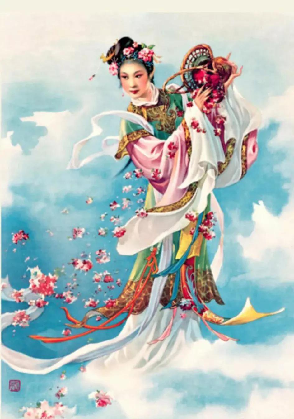 #古典年画仙女美人##古装年画# 《天女散花》《洛神》#精品年画分享#