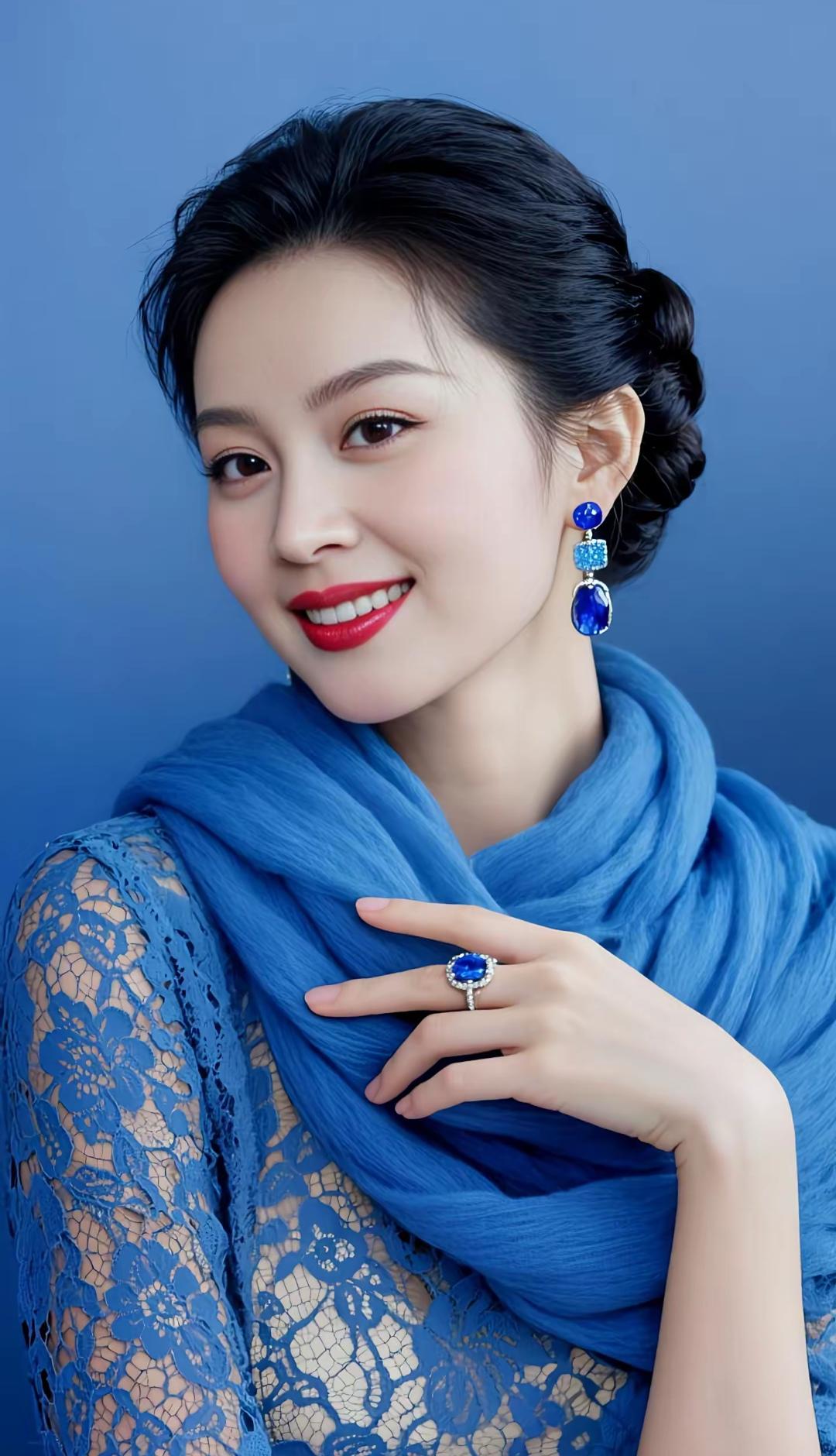 优雅蓝调，珠宝闪耀，尽显女性魅力！高雅气质美女 美女人像群