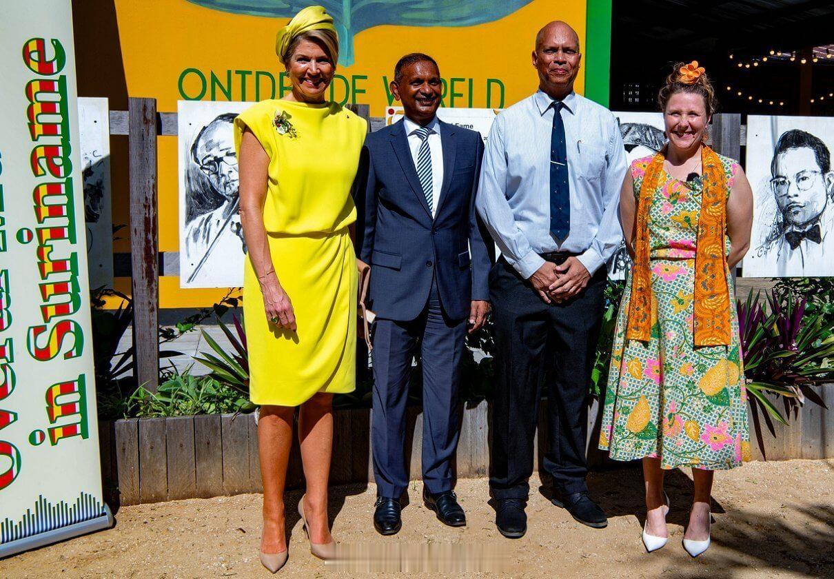 12.2 荷兰国王威廉-亚历山大和玛克西玛王后继续对苏里南的访问玛克西玛黄裙子来