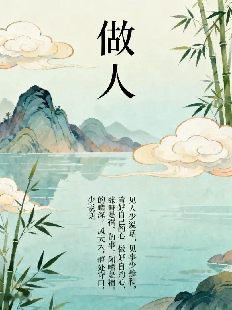 做人见人少说话，见事少掺和，管好自己的心，做好自己的事，张嘴是祸，闭嘴是福，群处