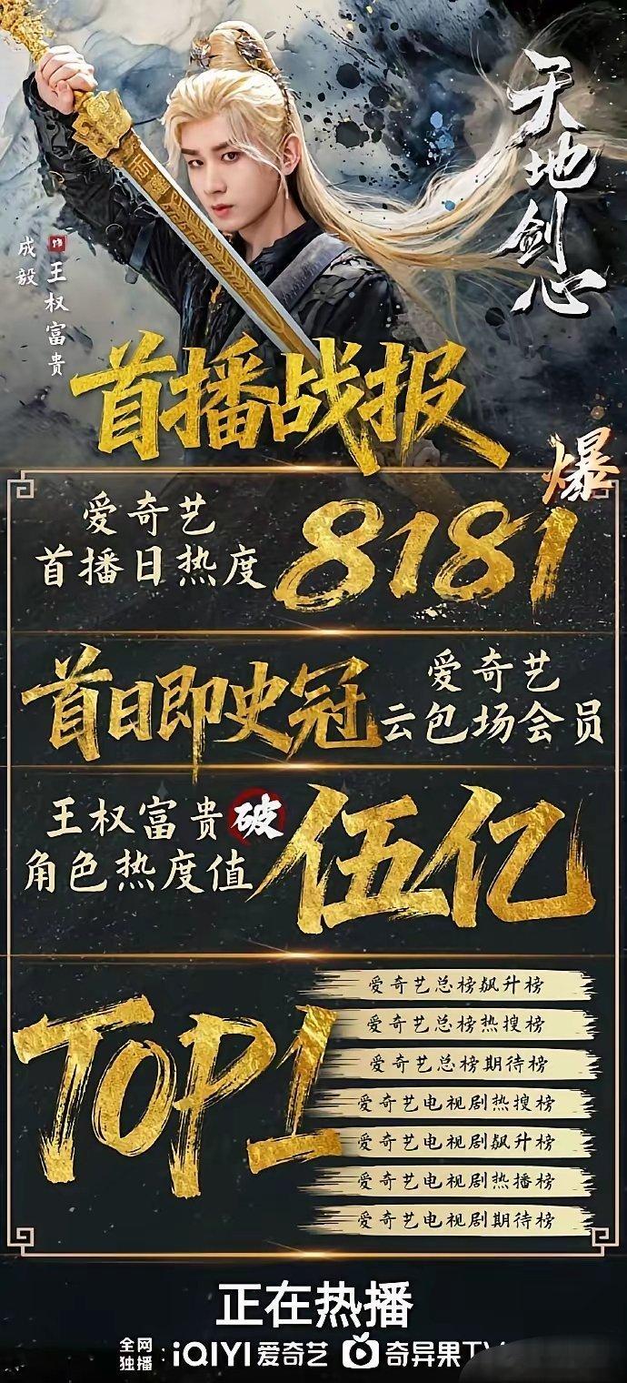目前四大平台正在热播四部大热剧集，分别为《水龙吟》《暗河传》《入青云》《天地剑心
