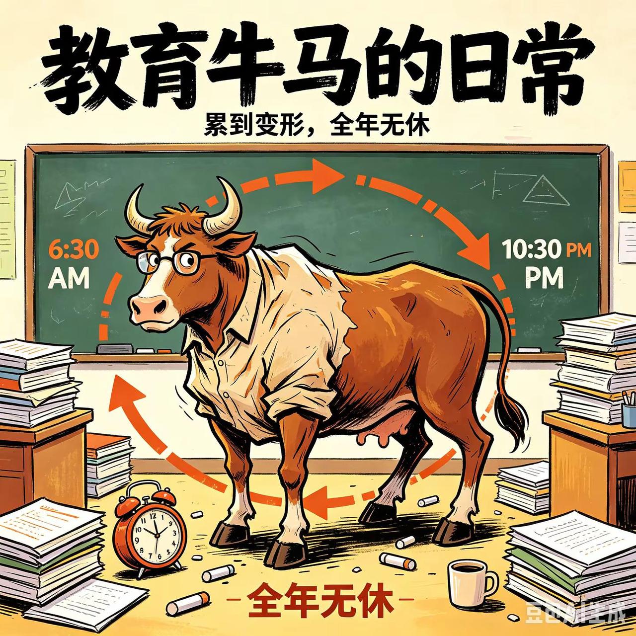就算是机器，也需要停工休息牛马进化 牛牛打工人 一个月只放2天假的教育牛马