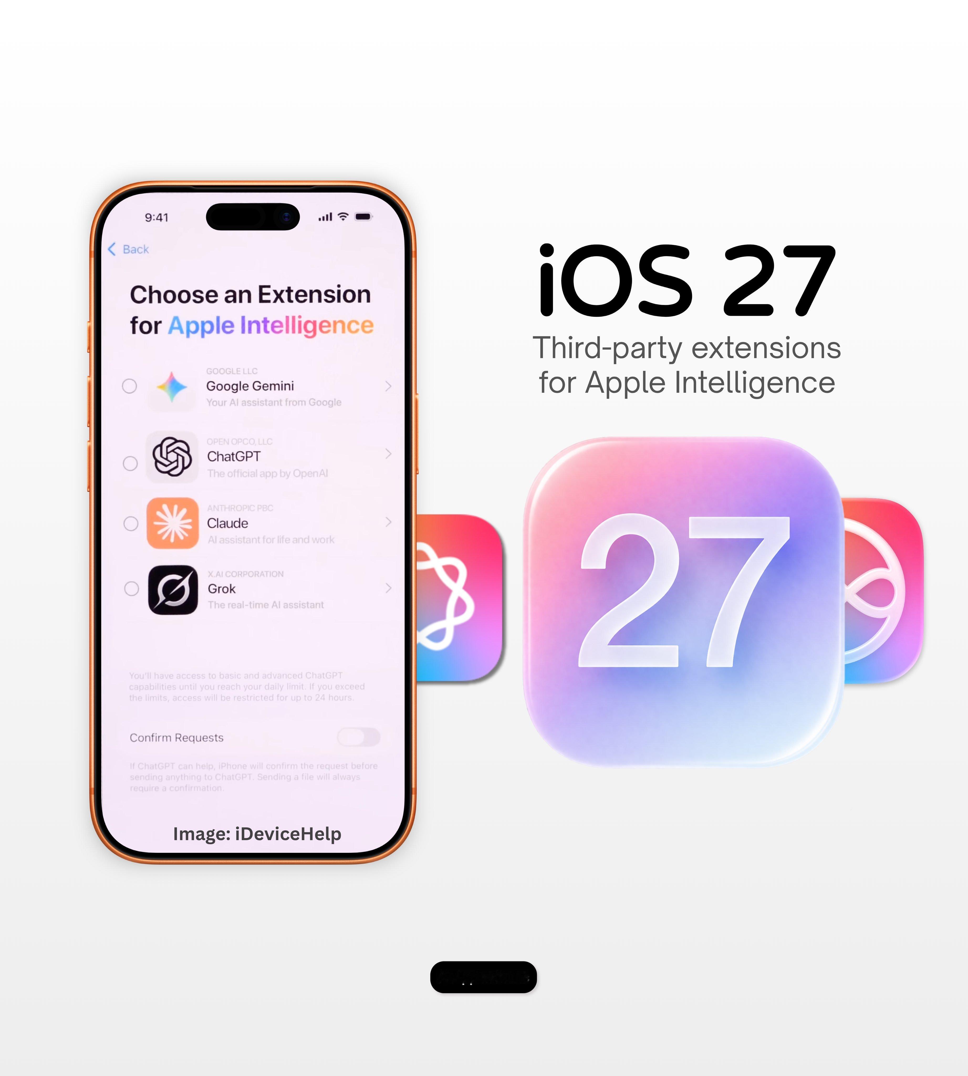 iOS 27 可能会为 Apple Intelligence 内的第三方 AI 