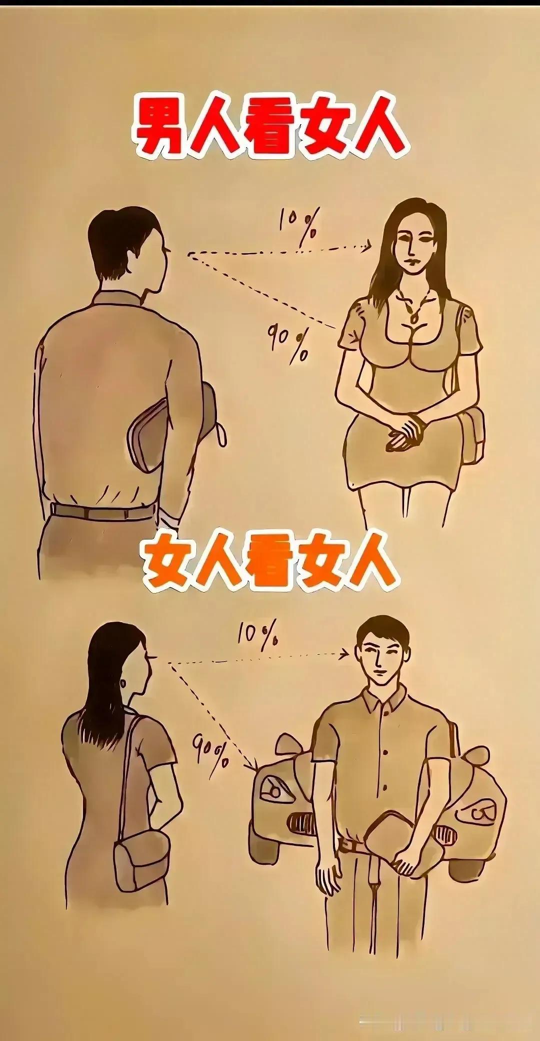 漫画揭秘，男人看女人和女人看男人，内容真实，有什么区别呢

男人是情感动物，看到