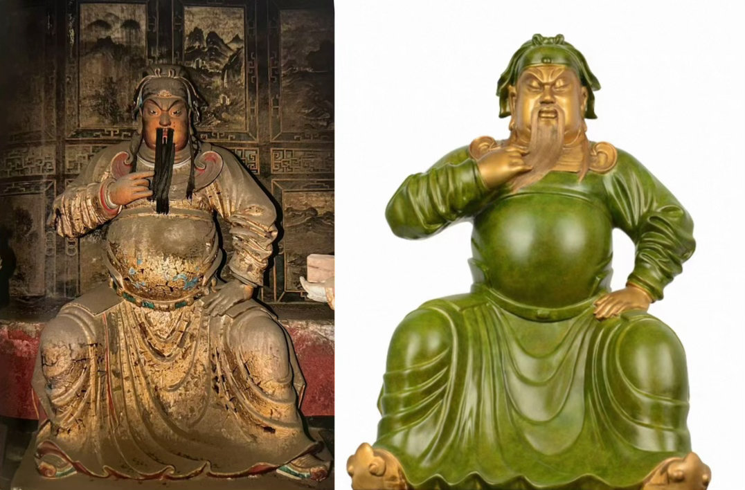 老家某企业复刻的关帝祖庙春秋楼戎装像，号称用3D扫描技术，我稍提了一点意见，说头