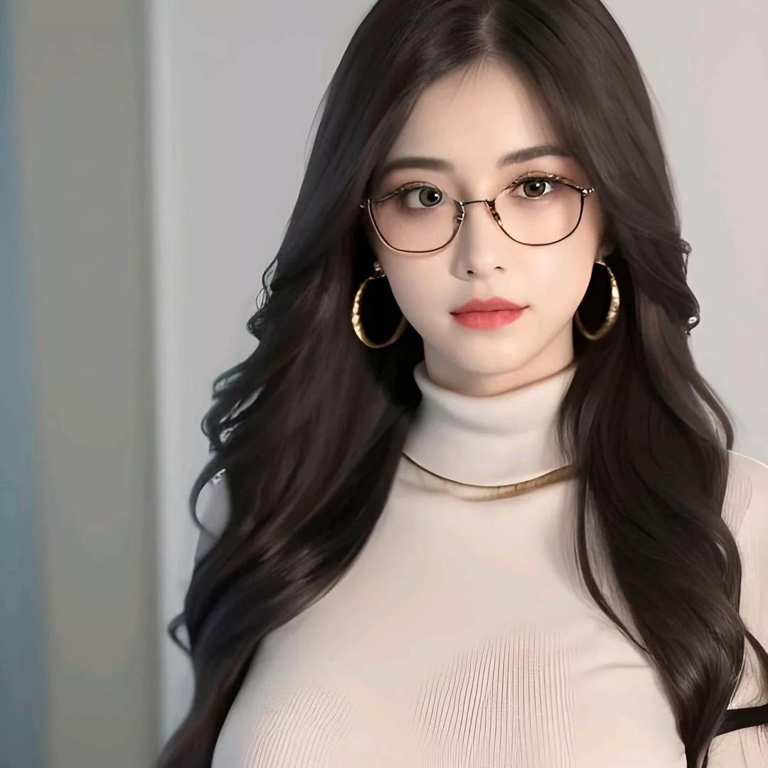 优雅复古风，大框眼镜与长卷发相得益彰方框气质眼镜 复古眼镜写真 复古斯文眼镜 文