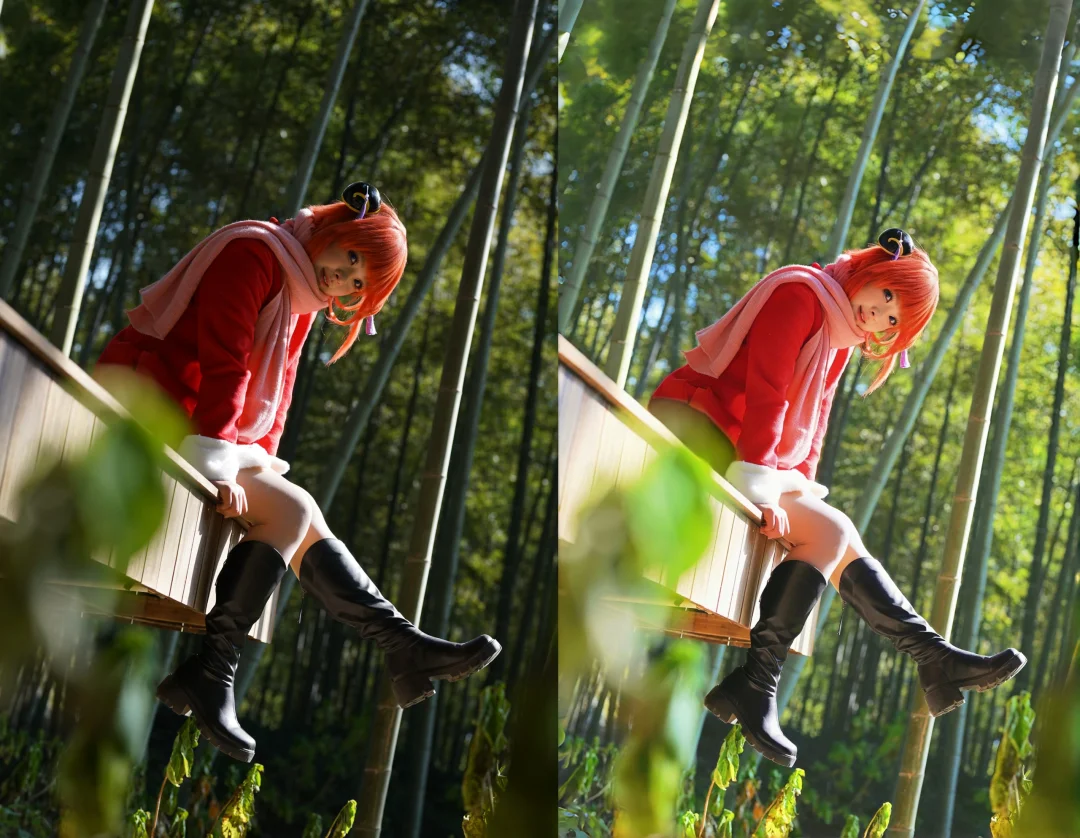 神乐cos修图前后对比