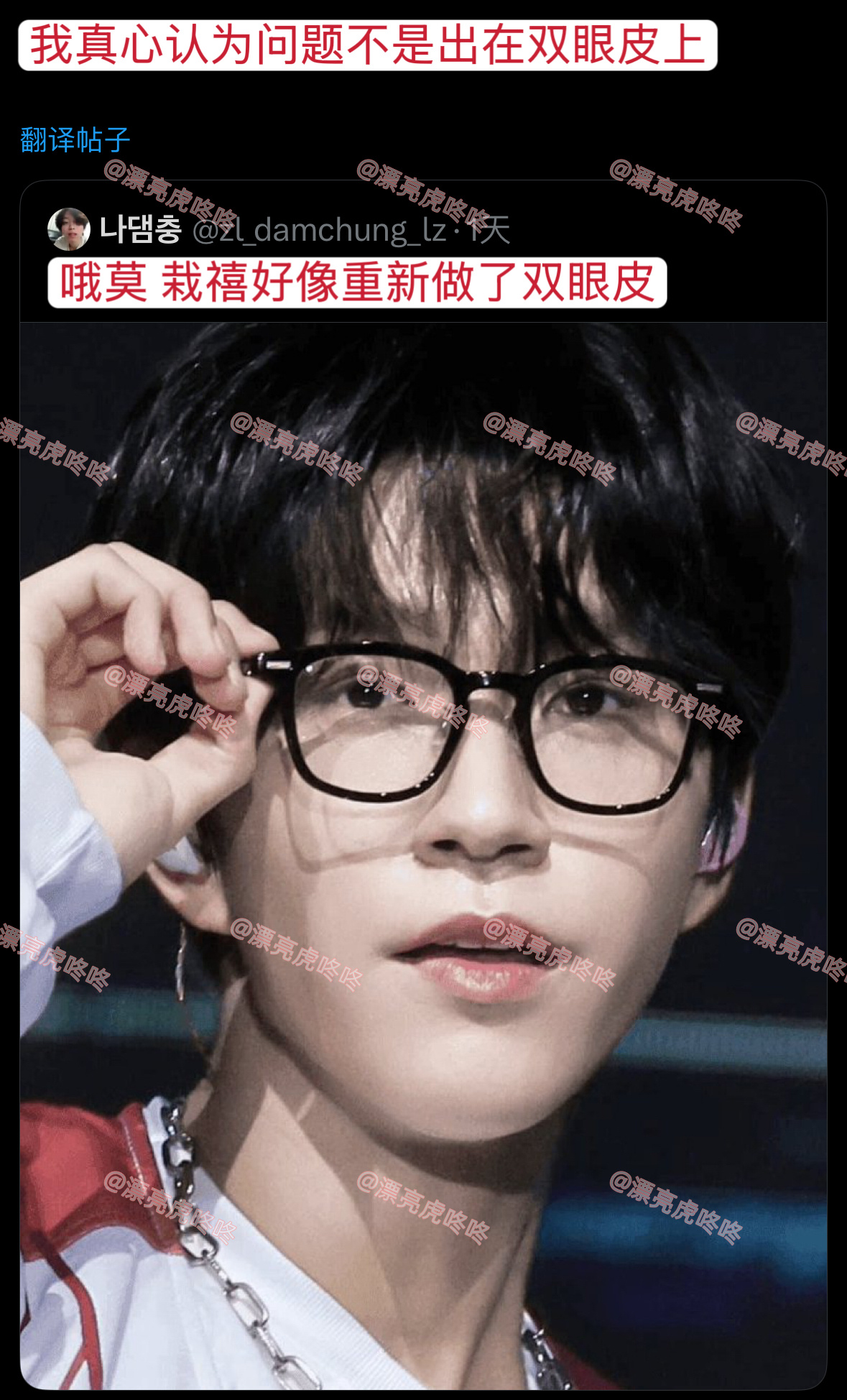 【twi】“哦莫 栽禧好像重新做了双眼皮”转推：“我真心认为问题不是出在双眼皮上