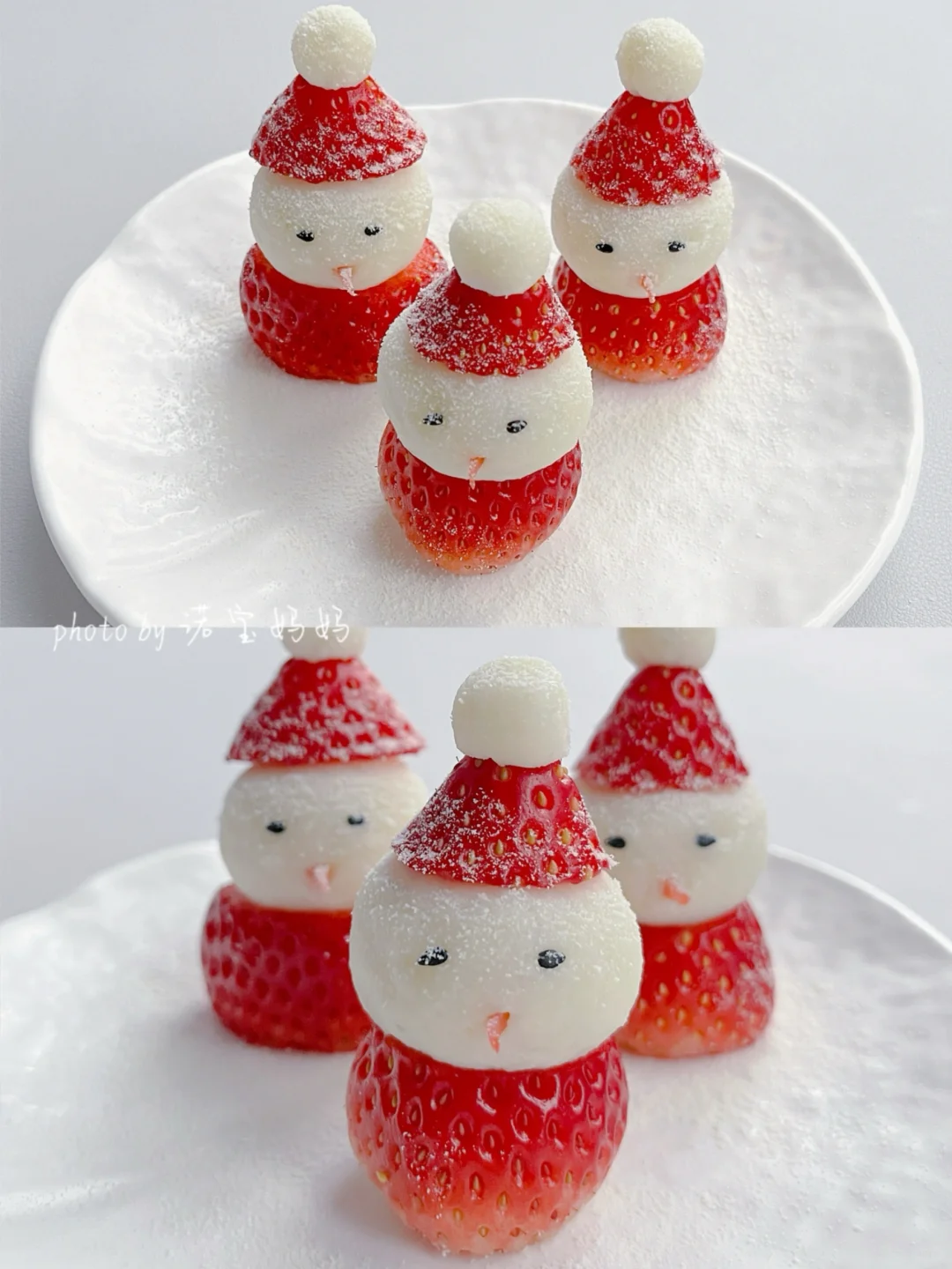 宝宝辅食｜草莓小雪人⛄️给宝宝圣诞的仪式感～