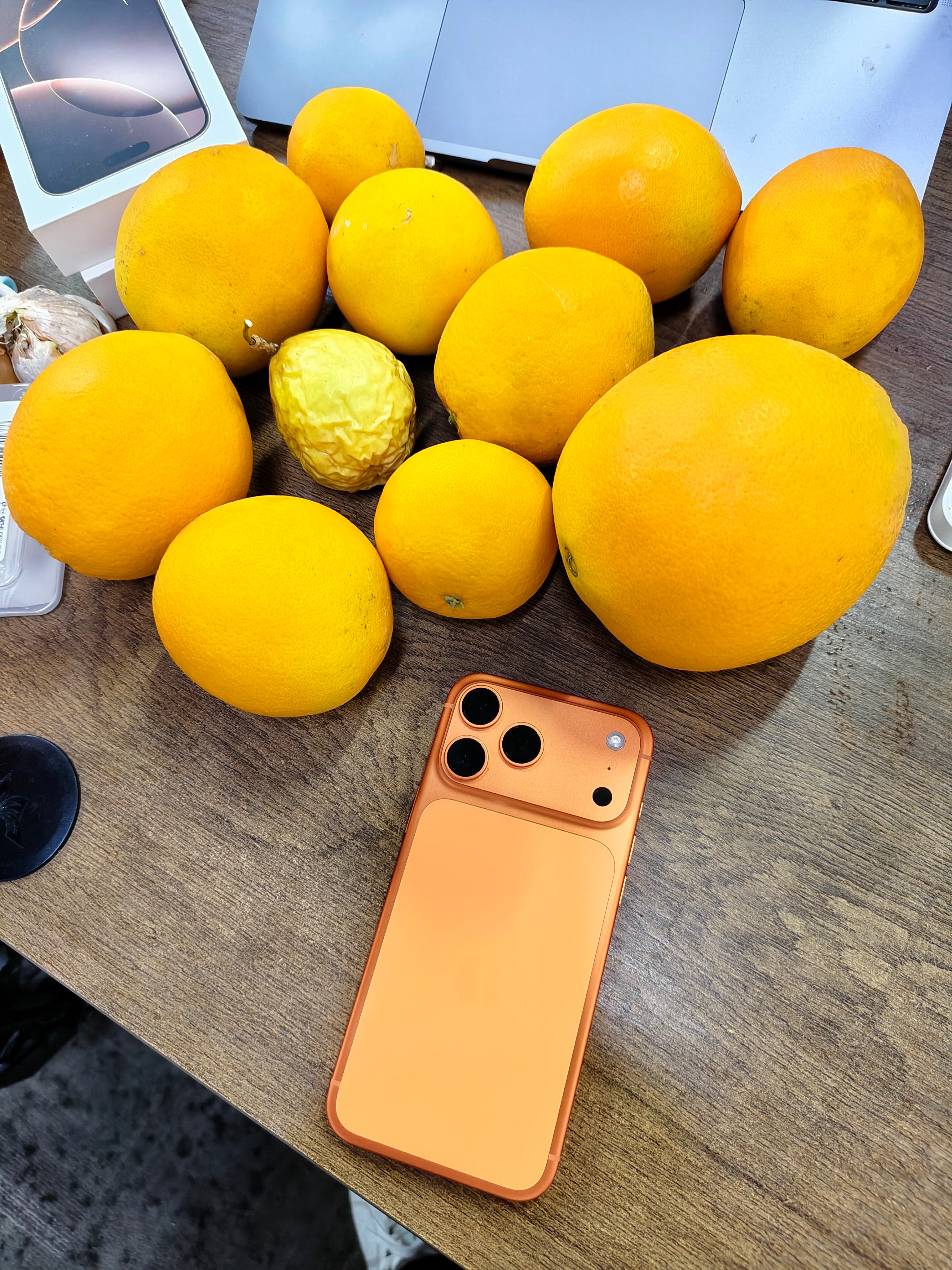 谢谢小晴送的橙子，个头大小分为：mini、标准、Pro、Pro Max 哈哈，真