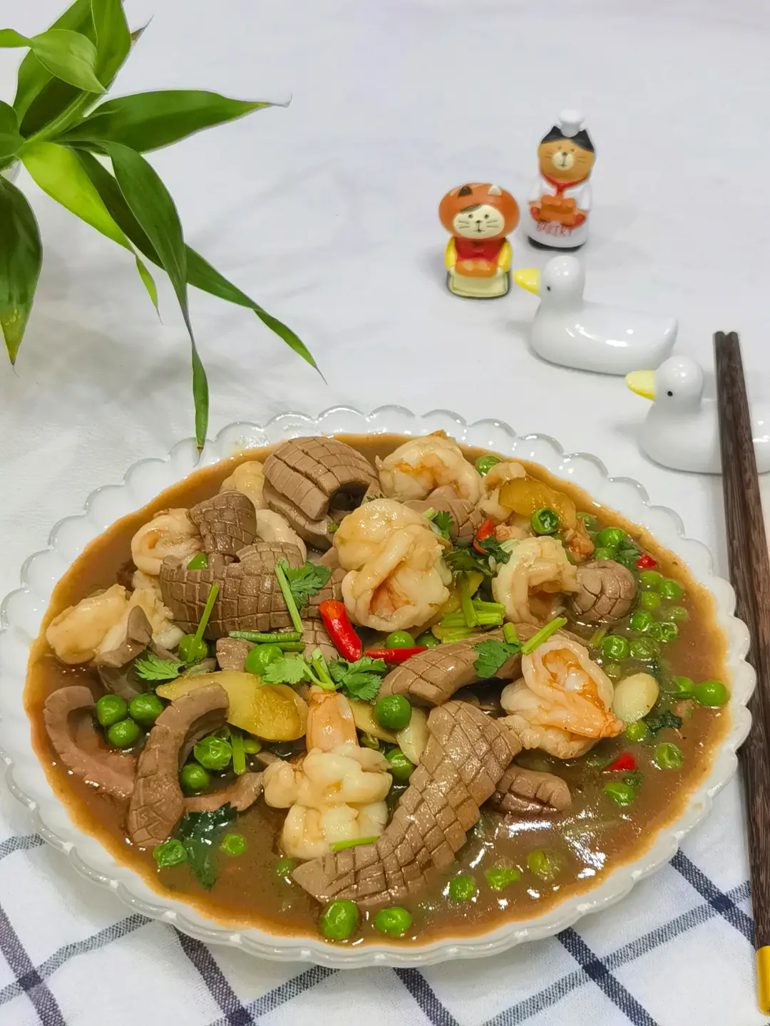 🦐虾仁炒腰花，脆嫩鲜美，没腥味的秘诀