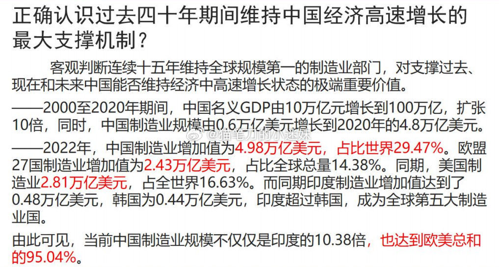 过去四十年维持中国经济高速增长的最大支撑机制：制造业——2021年起，呈现出“自