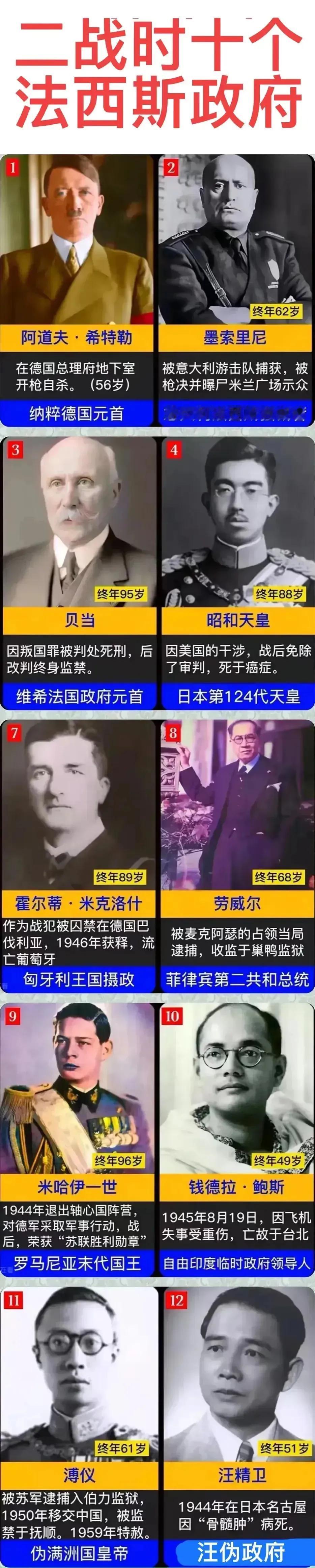 在人类近代历史上曾经出现过十个典型的法西斯政府，其中以意大利法西斯、德国纳粹法西