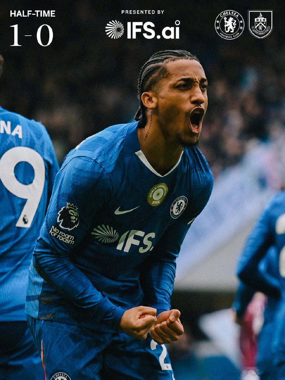 切尔西vs伯恩利 上半场比赛结束，我车1-0领先伯恩利！切尔西切尔西足球俱乐部 