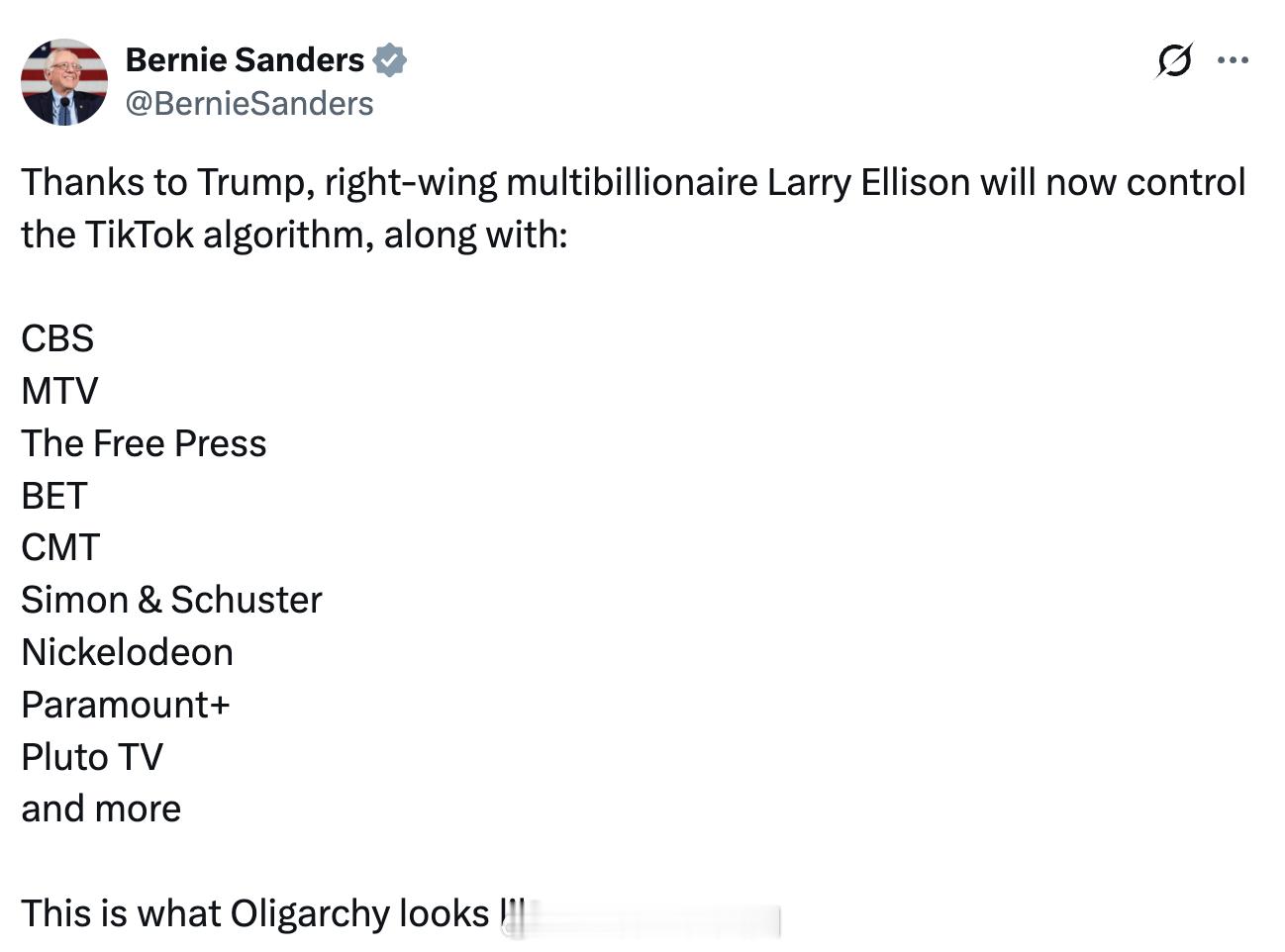 Bernie痛骂偏保守的Larry Ellison控制书商Simon & Sch