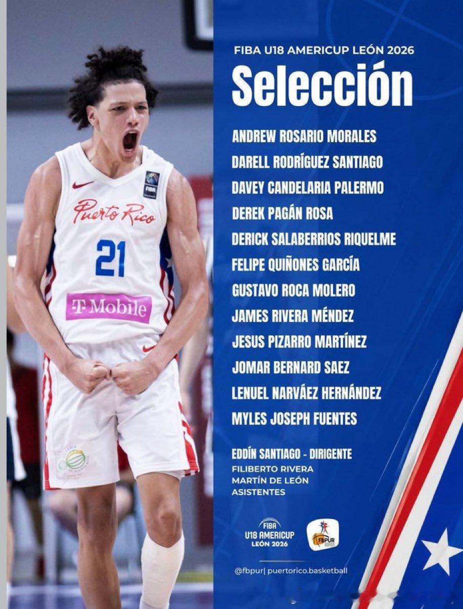 Felipe Quinones领衔的波多黎各U18国青集训名单NCAANBA