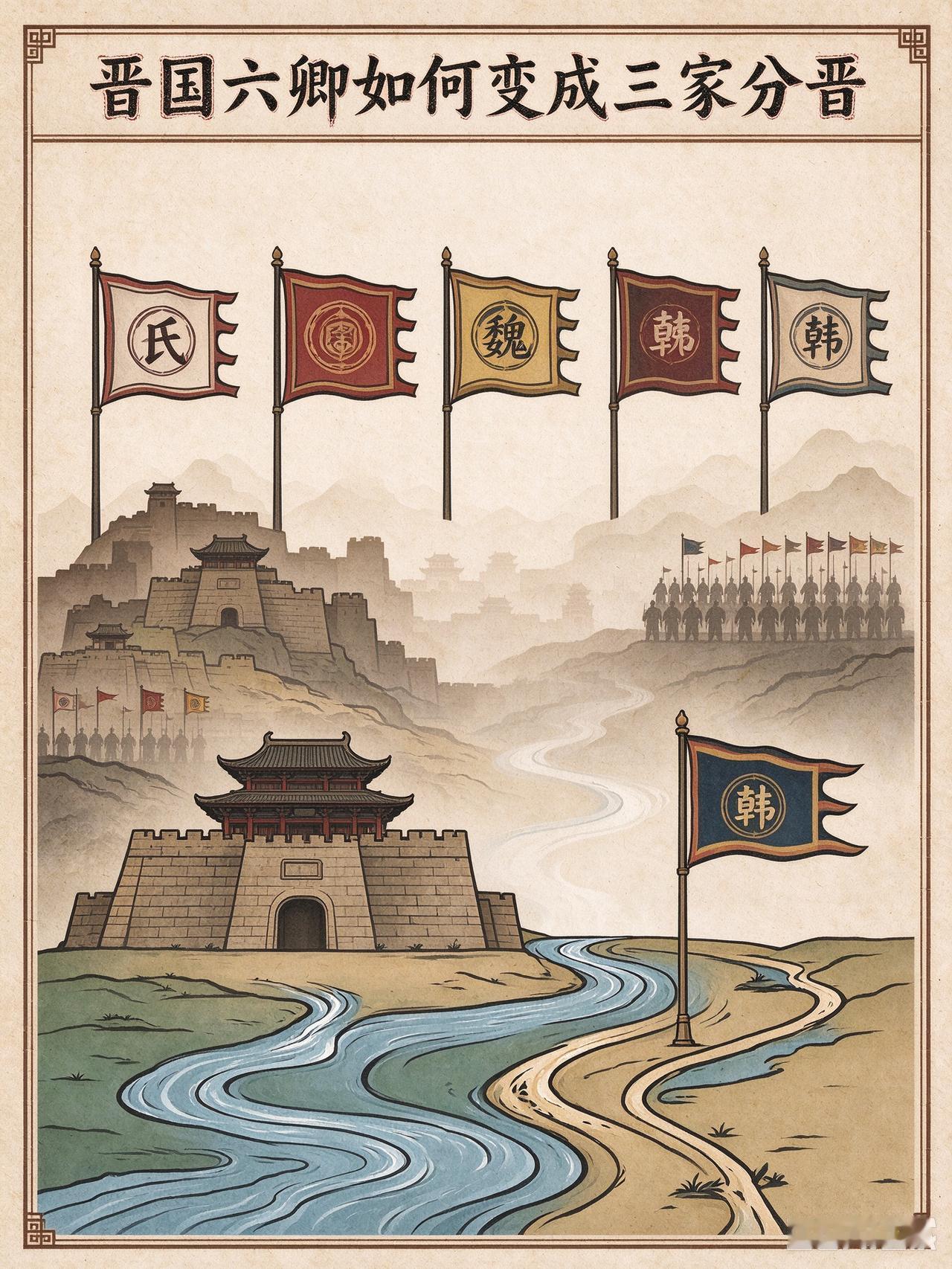 晋国:      我怎么六卿变三国了？

第一次内战:        公元前49